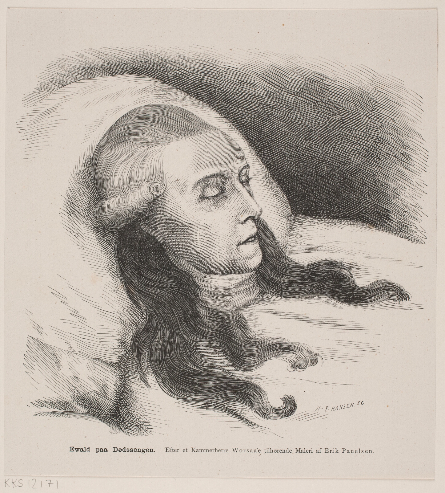 H.P. Hansen, Johannes Ewald på dødssengen