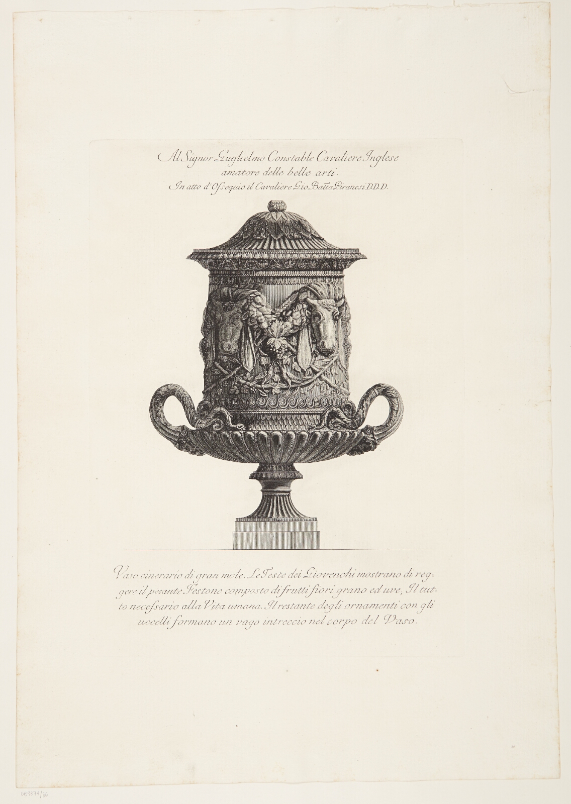 Giovanni Battista Piranesi, Stor urne dekoreret med oksehoveder og frugtguirlander