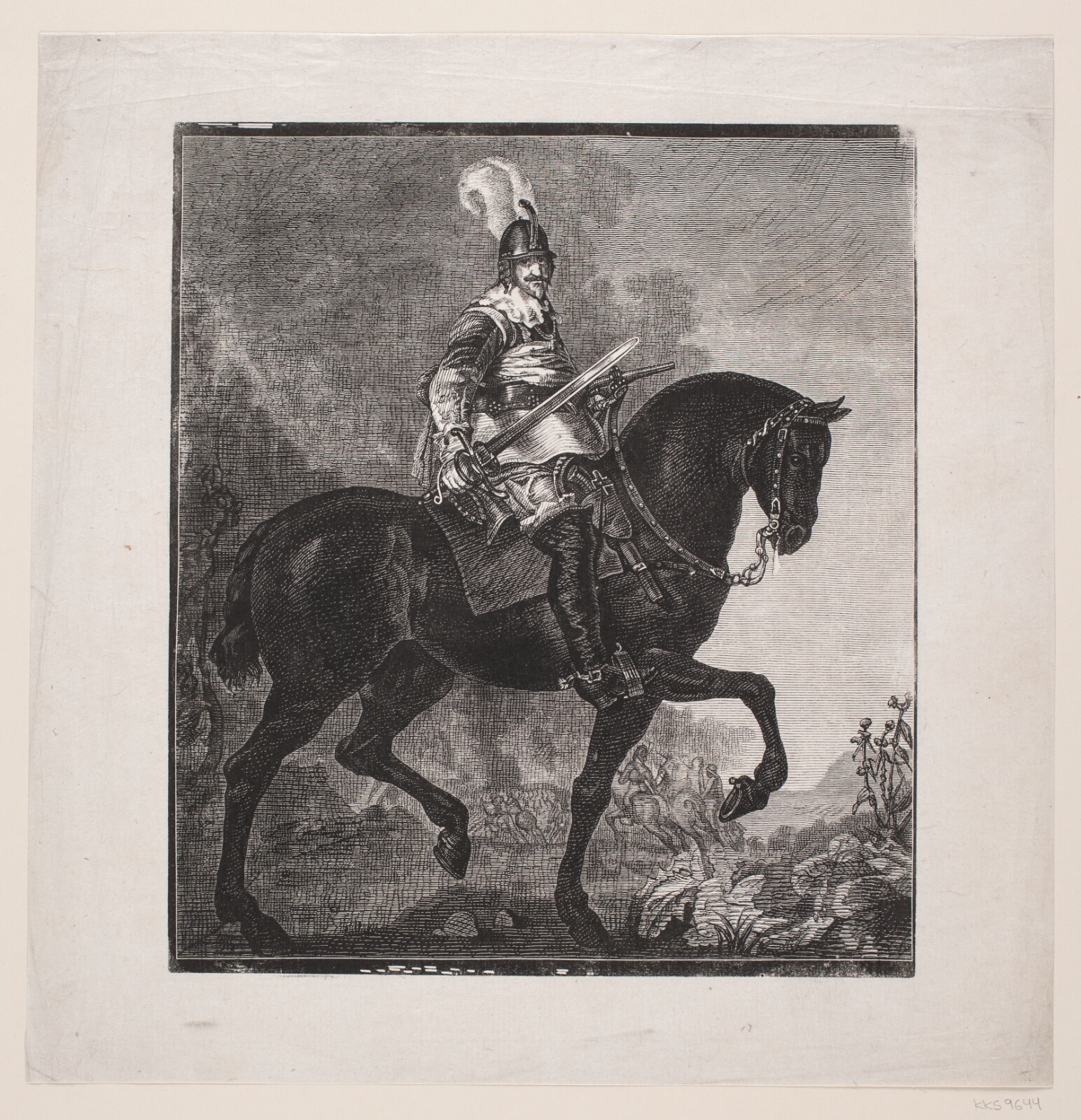 F. Hendriksen, Karel van Mander: Christian IV til hest