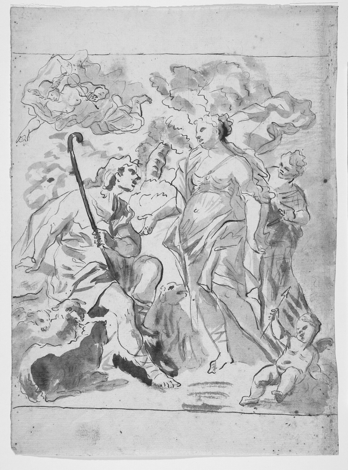 Luca Giordano, Paris' dom (?), med Merkur svævende ovenover