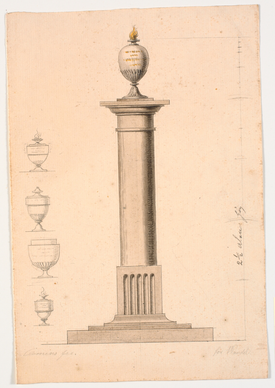 J.F. Clemens, Udkast til et monument. Urne på en søjle