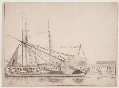 By a Shipyard. Copenhagen Harbour, Melbye, Anton, 1838