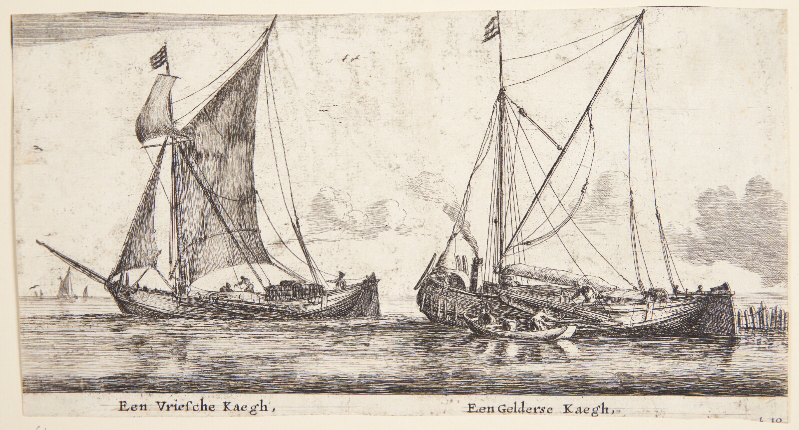 Reinier Zeeman, To både ved en bølgebryder. En kaag fra Frisienland og en kaag fra Gelderse