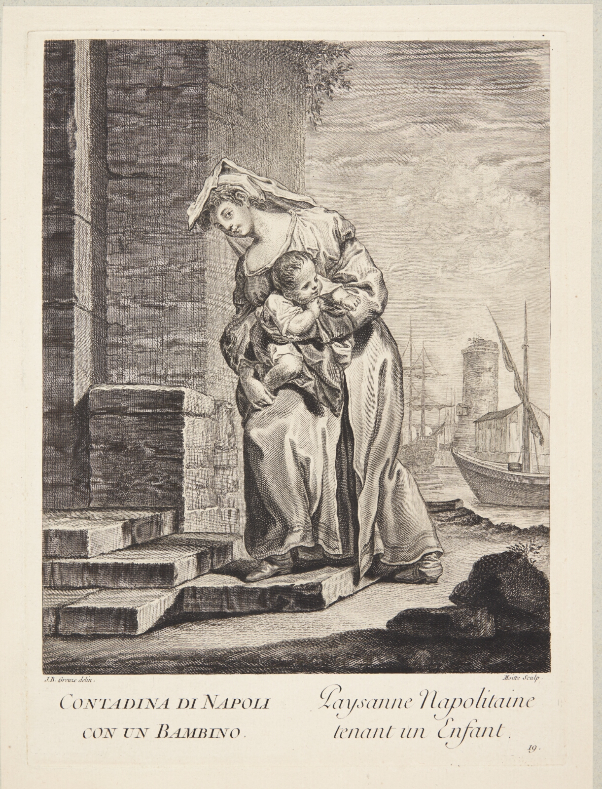 Pierre Etienne Moitte, Kvinde fra Napoli med et barn (Paysanne Napolitaine tenant un Enfant)