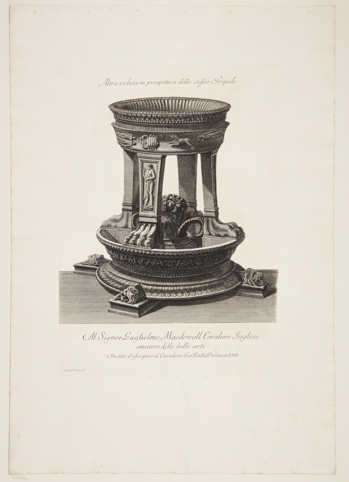 Giovanni Battista Piranesi, Samme marmortrefod som i forrige blad, set fra en anden vinkel