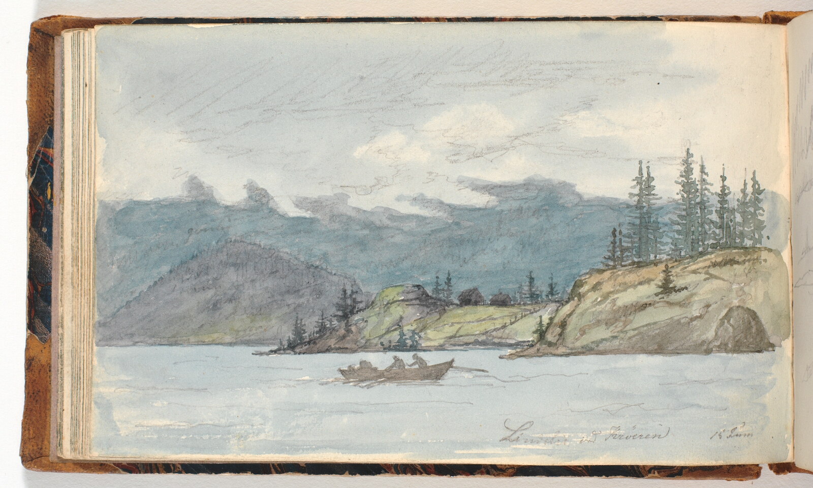 Martinus Rørbye, Fjordlandskab med robåd. Fjorden Krøderen, Norge