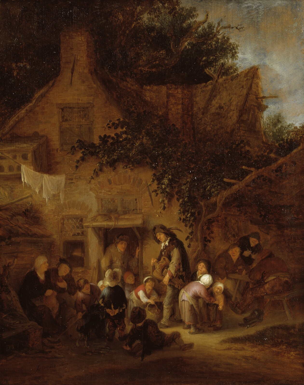 Adriaen van Ostade, Lirendrejeren uden for et bondehus