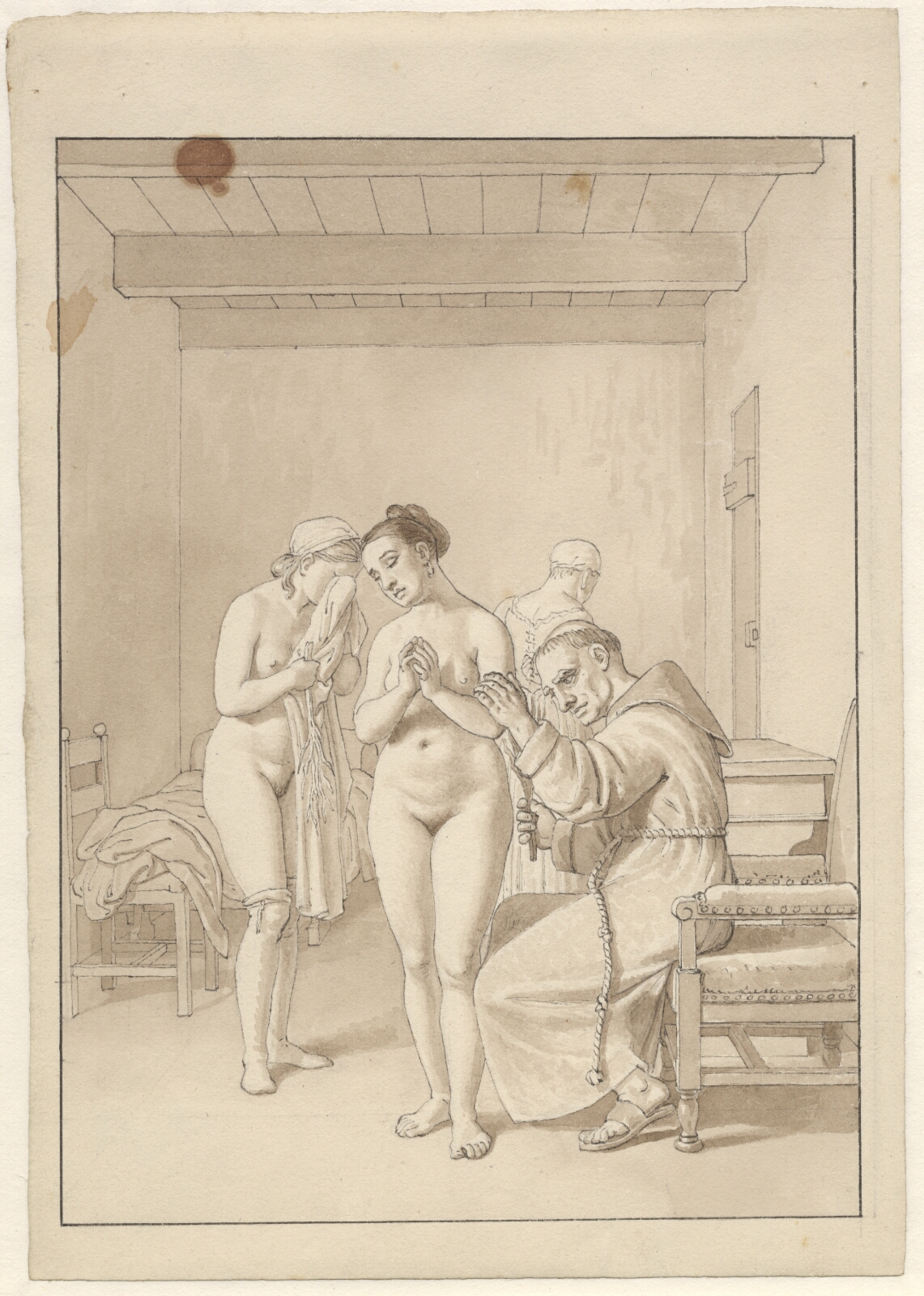 C.W. Eckersberg, En munk, der afstraffer to nøgne kvinder