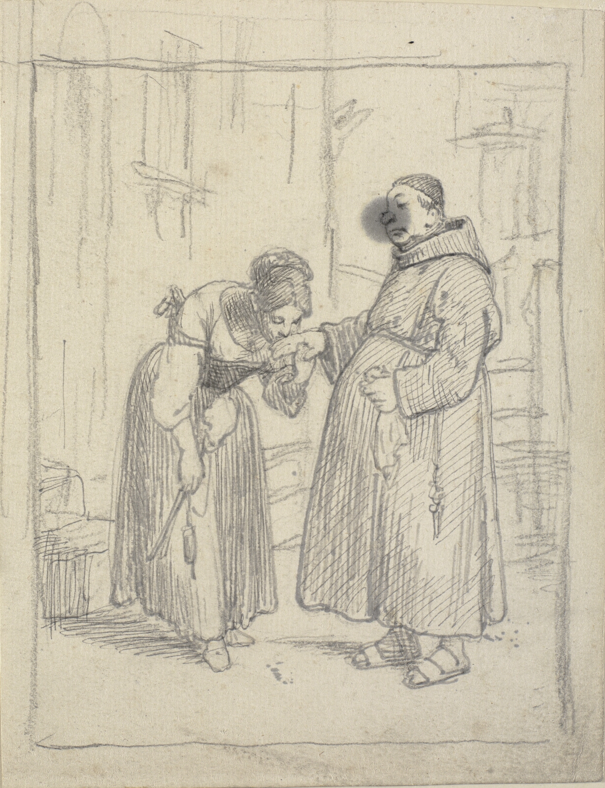 Wilhelm Marstrand, Pige kysser en munks hånd