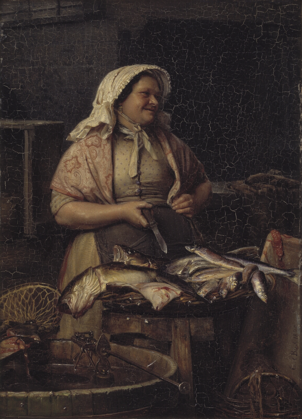 Carl Bloch, En kone, der sælger fisk