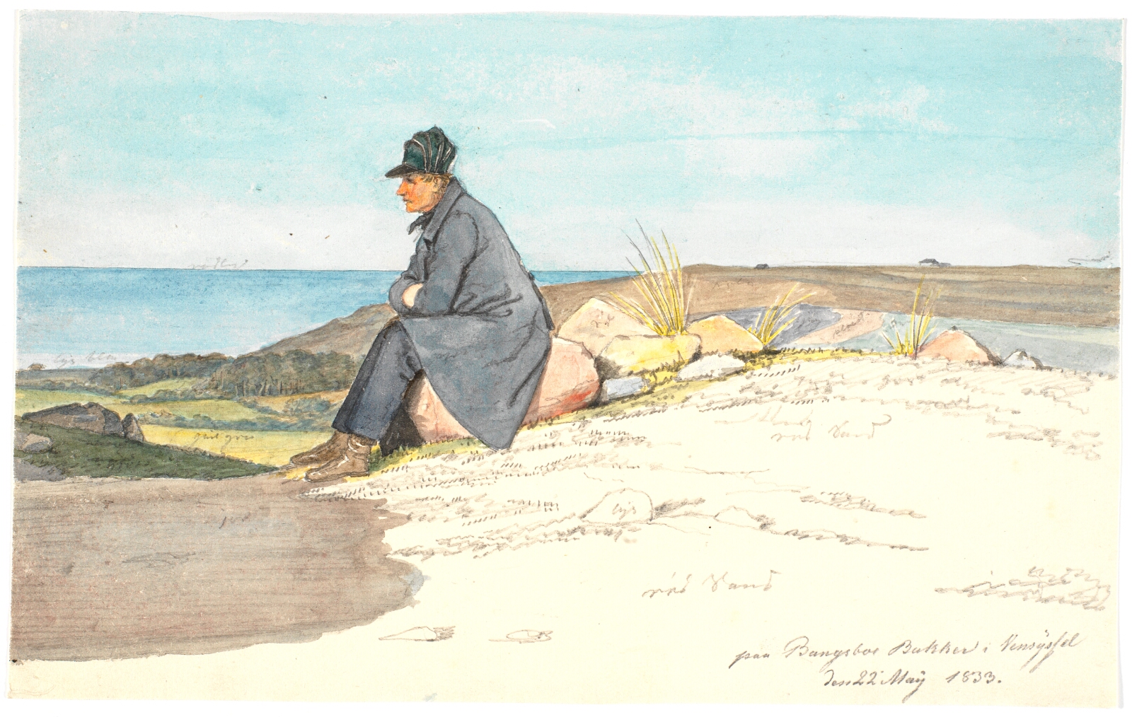 Martinus Rørbye, Siddende mand i Bangsbo bakker, Vendsyssel, 22. maj 1833
