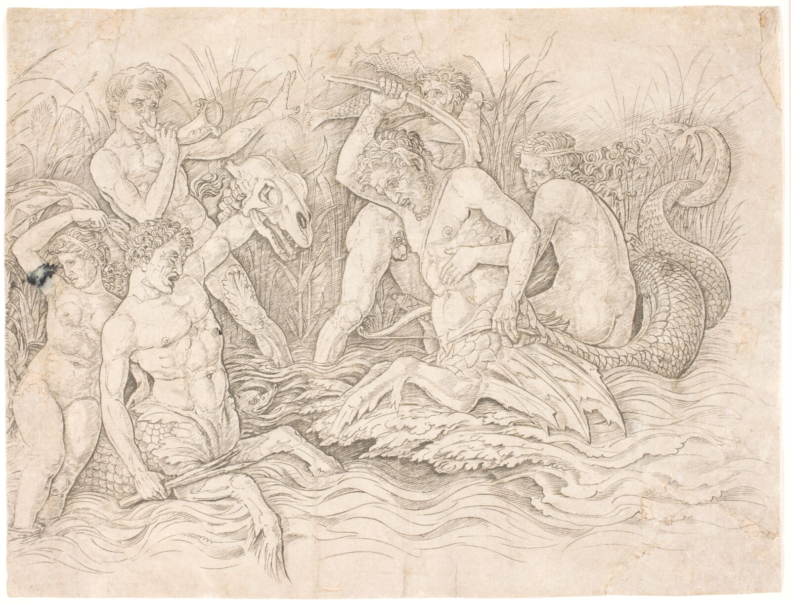 Andrea Mantegna, Havgudernes kamp, højre halvdel