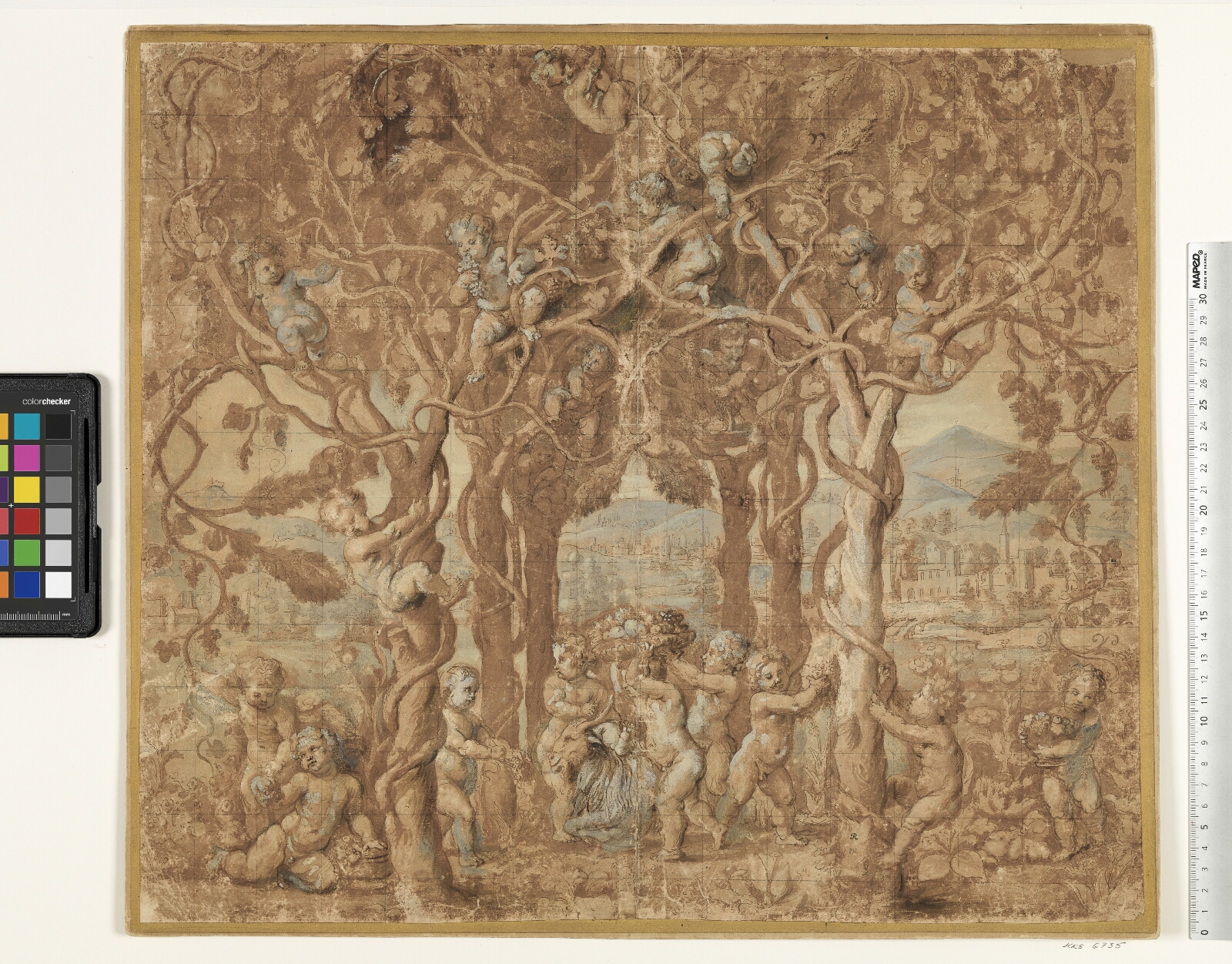 Giulio Romano, Putti høster vin og leger med en ged