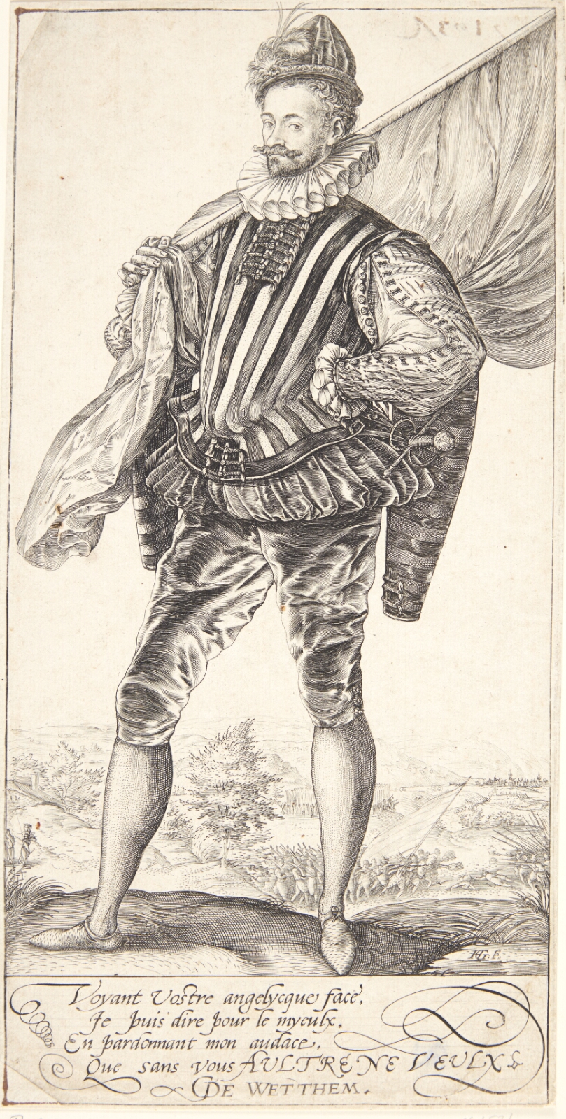 Hendrick Goltzius, En fanebærer, vendt mod venstre