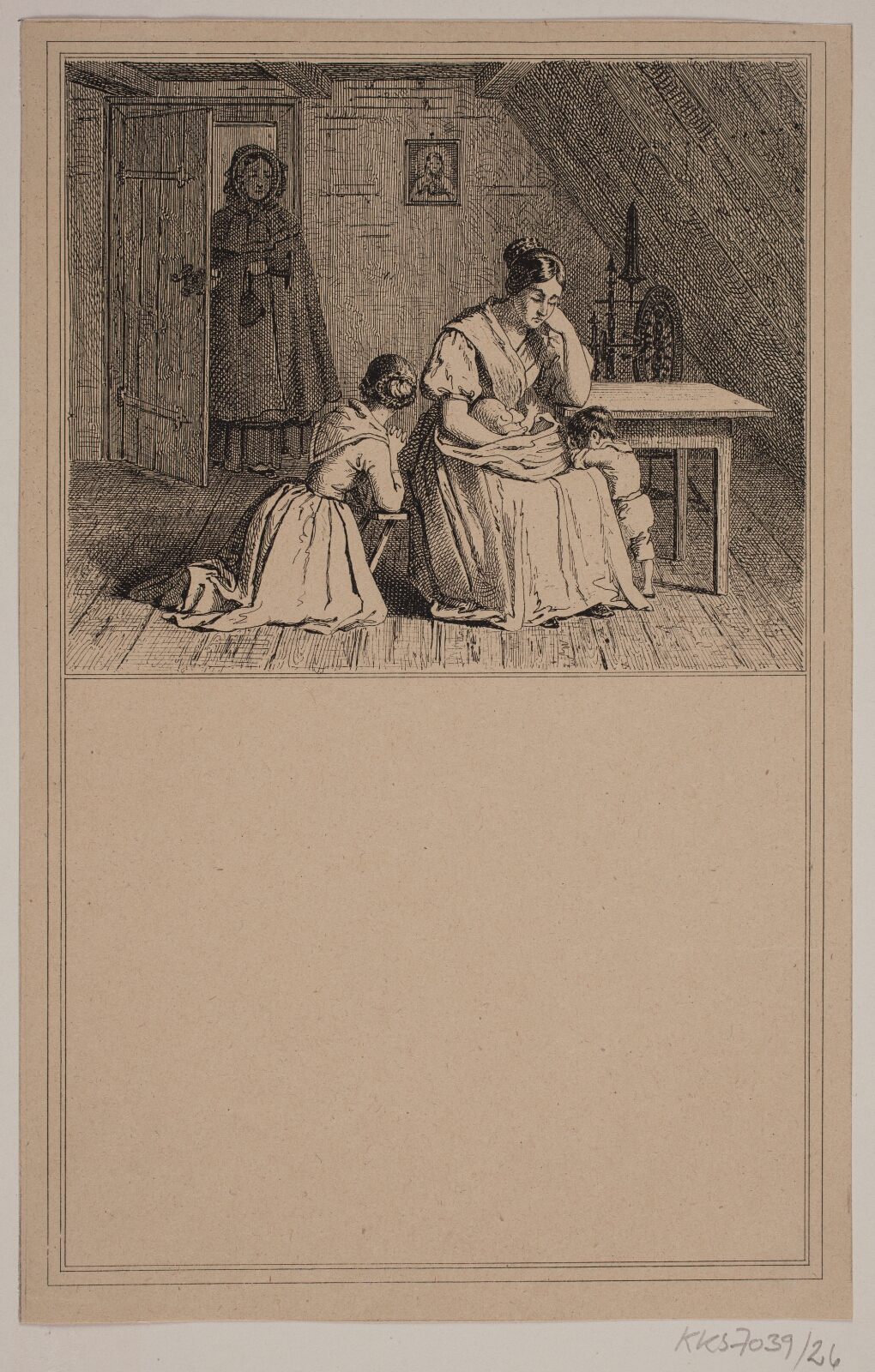 Adolph Kittendorff, En fattig familie. Nr. 25 i Chr. Winther og M. Rørbye, "25 Billeder for små børn"