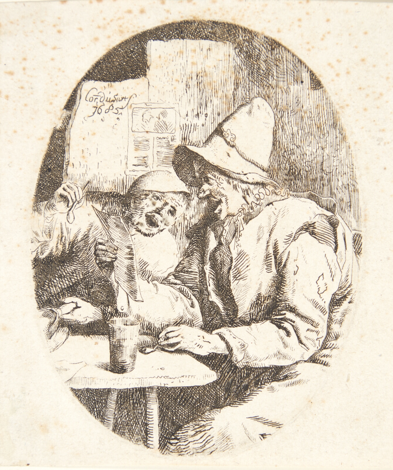 Cornelis Dusart, To syngende bønder i en kro