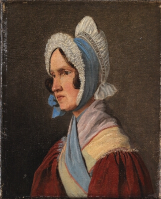 Oberstinde Cathrine Lundbye, f. Bonnevie, kunstnerens moder, Lundbye, Johan Thomas, 1836