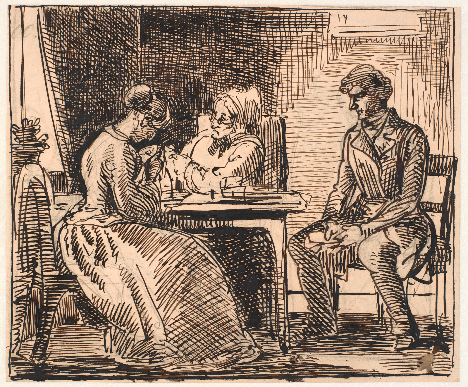 Wilhelm Marstrand, Udkast til "Billede af hverdagslivet" (Frierens besøg)