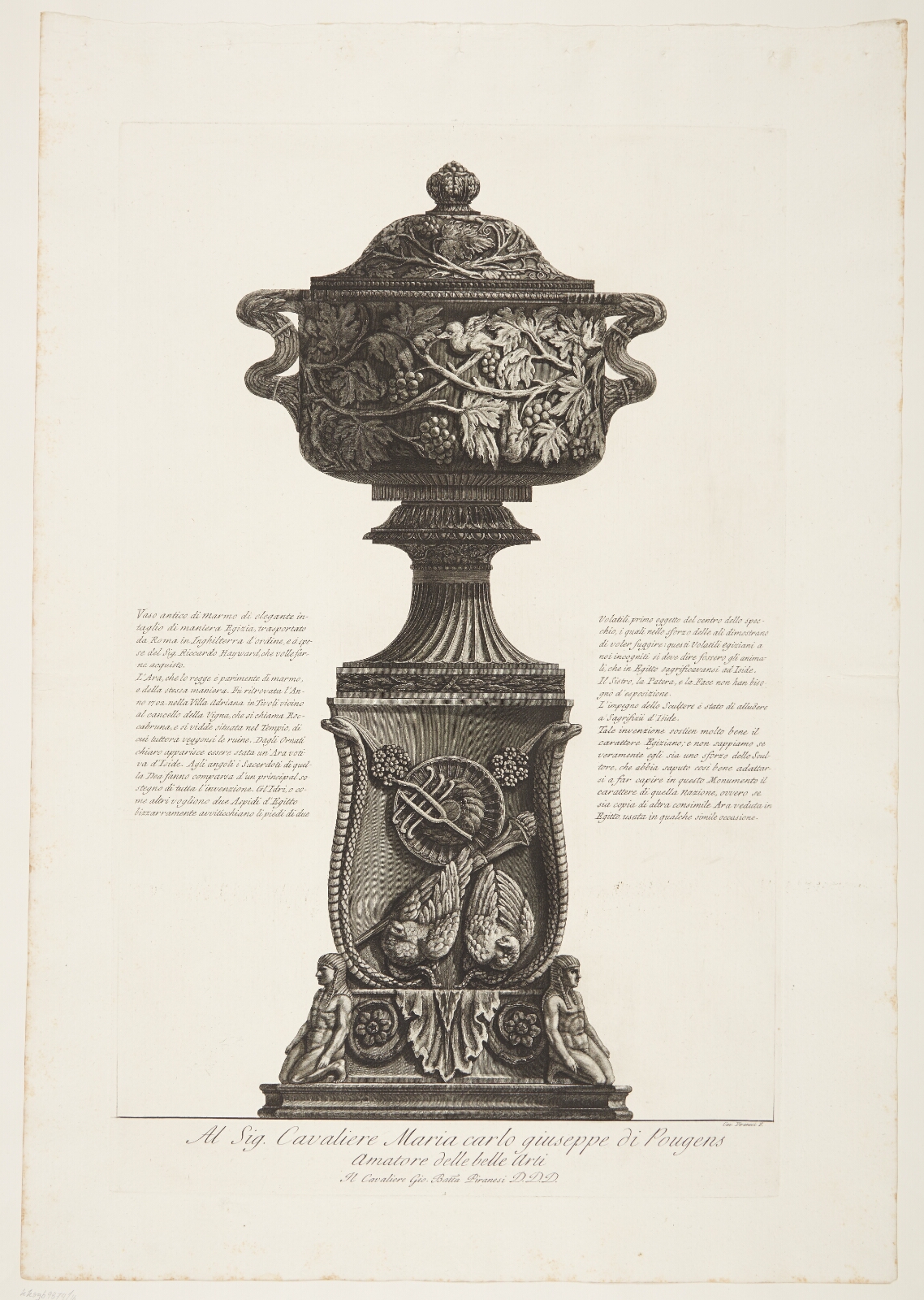 Giovanni Battista Piranesi, Marmorvase på et alter med egyptiske symboler