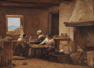 Women Working in the Kitchen of a Farmhouse near Olevano, Italy