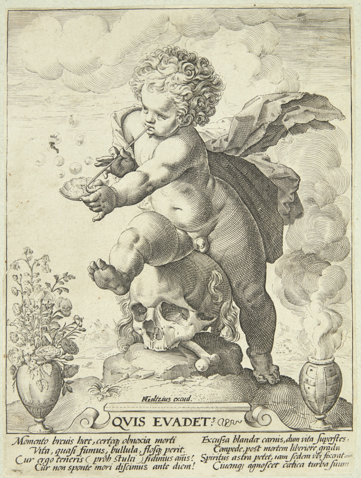 Hendrick Goltzius, Allegori over livets flygtighed ("Quis Evadet?")