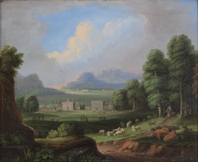 A Landscape with Villas in the Middle Distance and Mountains in the Background