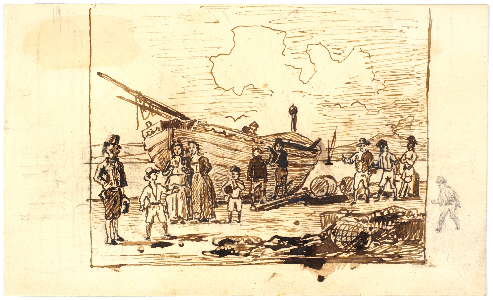 Martinus Rørbye, Italiensk strandscene med fiskere og båd