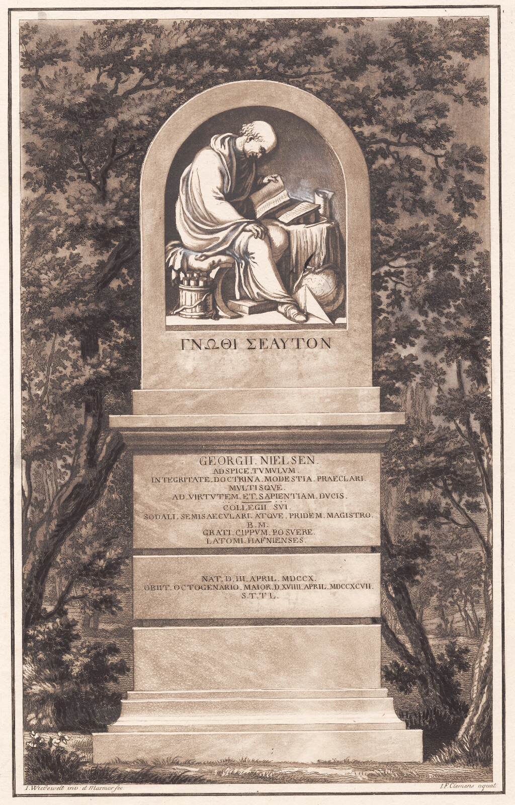 J.F. Clemens, Georg Nielsens gravmæle. Efter Wiedewelt