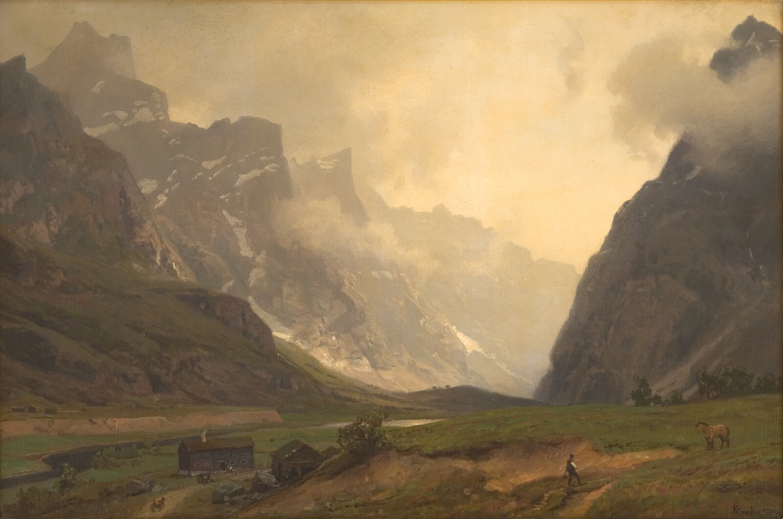 Hans Gude, Troldtinderne i Romsdalen; foden af Romsdalshorn til højre