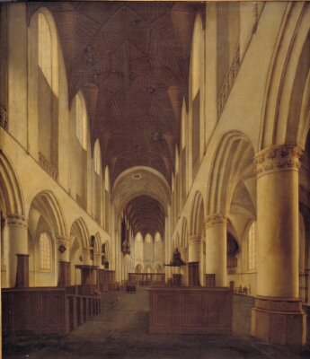 Interior of St Bavo Church in Haarlem. View from the Nave towards the Choir