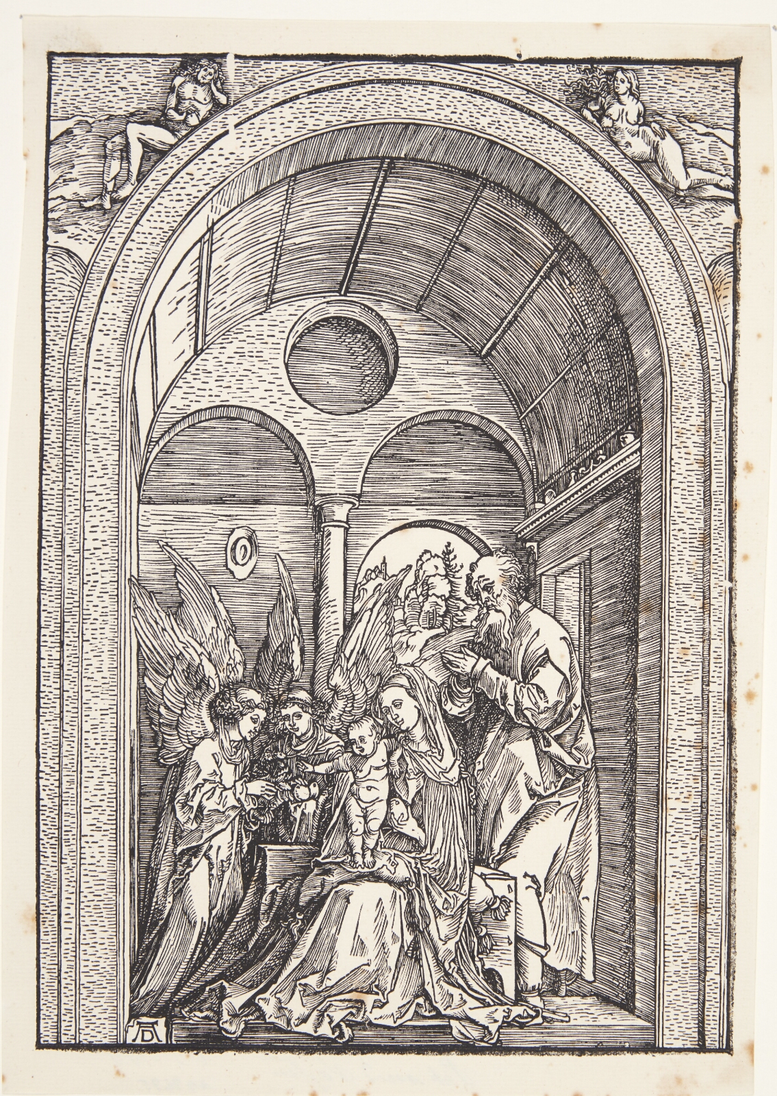 Albrecht Dürer, Den hellige familie med to engle i en hvælvet sal