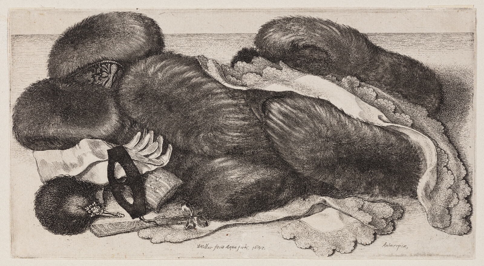 Wenceslaus Hollar, Opstilling med muffer, handsker og tørklæder