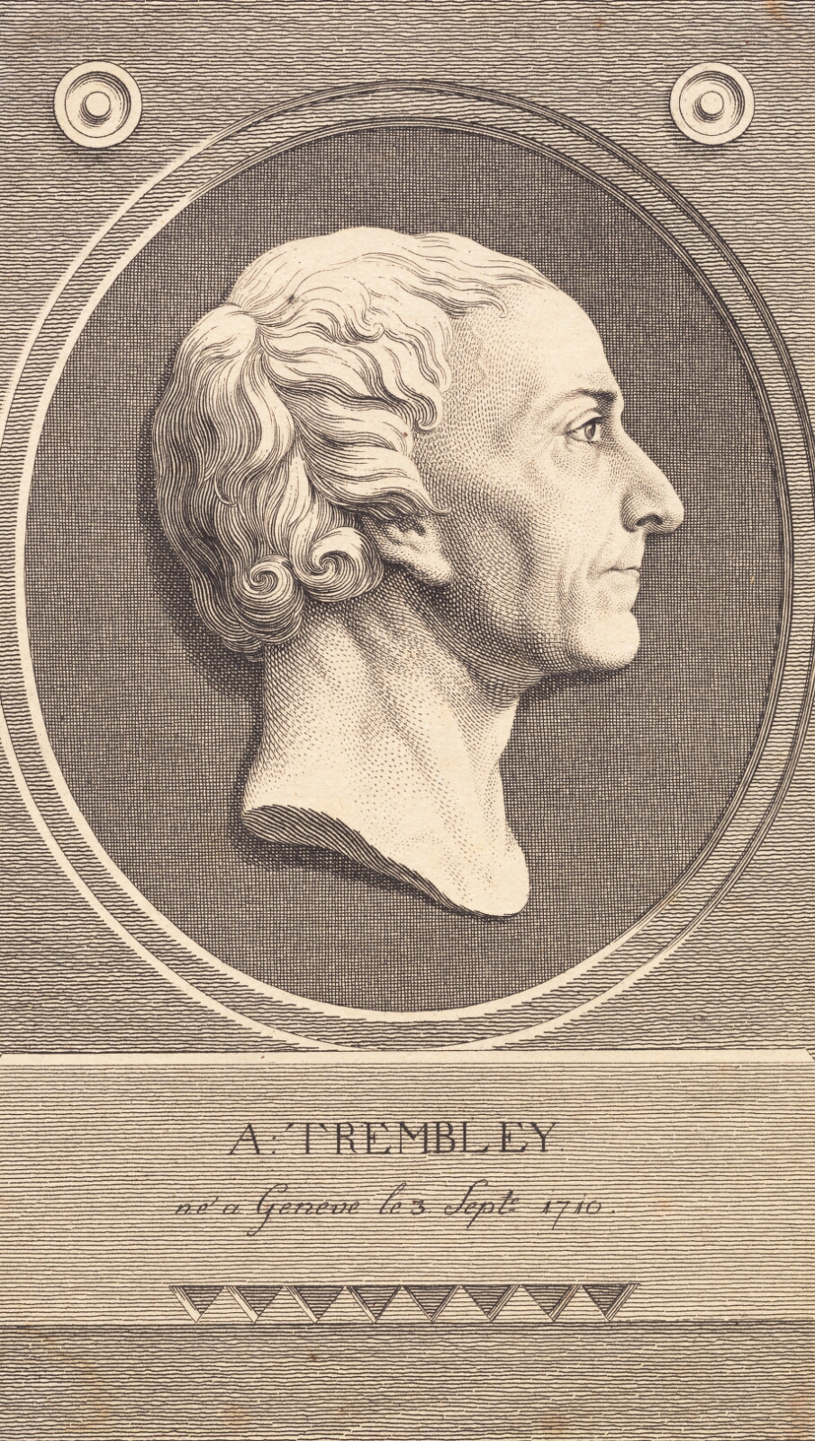 J.F. Clemens, Reliefmedaillon med portræt af zoologen Abraham Trembley