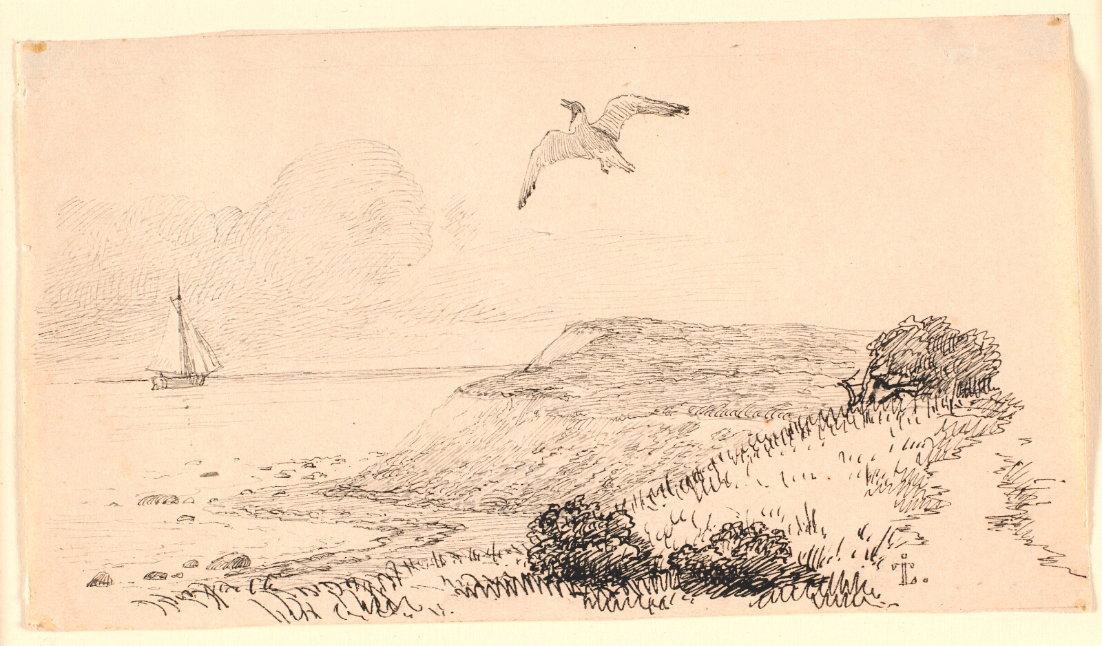 Johan Thomas Lundbye, Mågen. Illustration til Kaalunds "Fabler for Børn". Se kommentar fra arkkatalog.