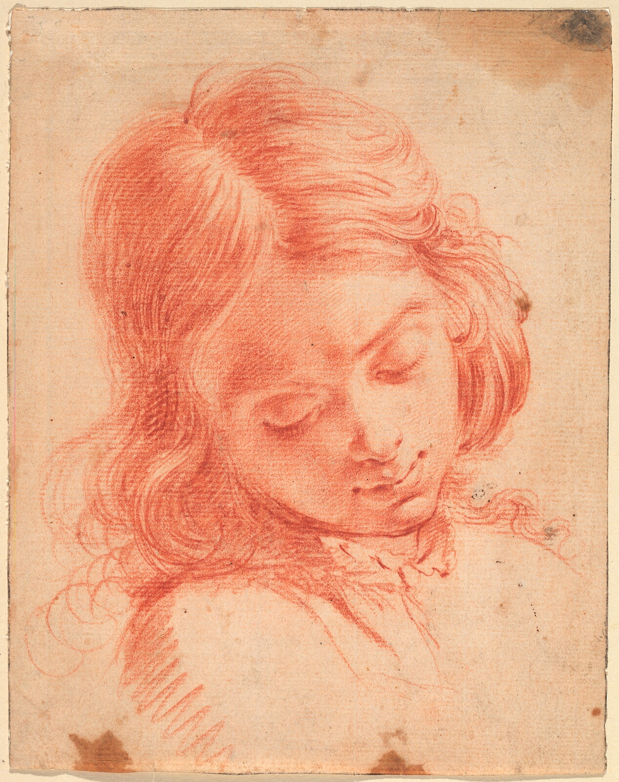 Carlo Dolci, Brystbillede en face af en dreng der ser nedad