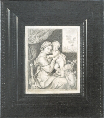 Trompe l'Oeil of a Framed Print of Mary with the Child