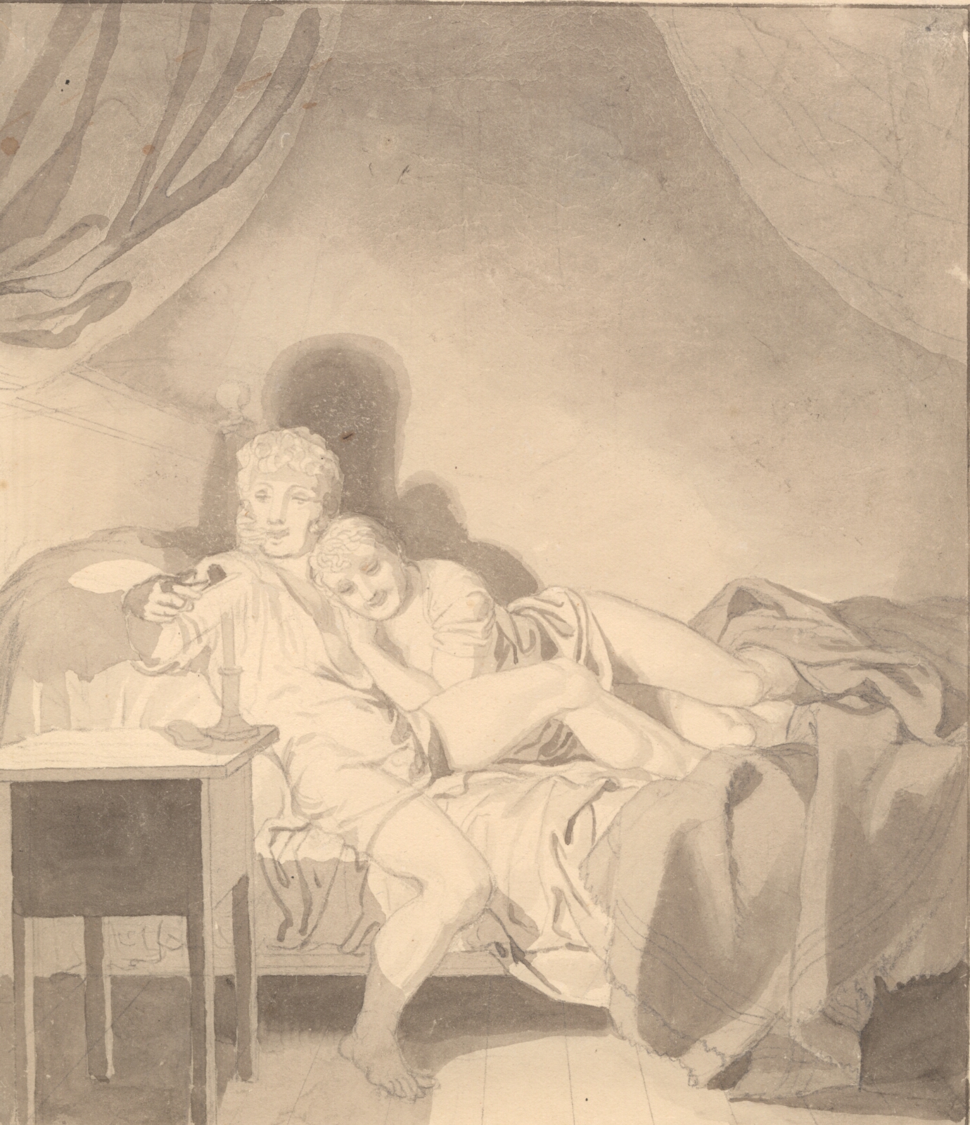 C.W. Eckersberg, Et kælent par i sengen