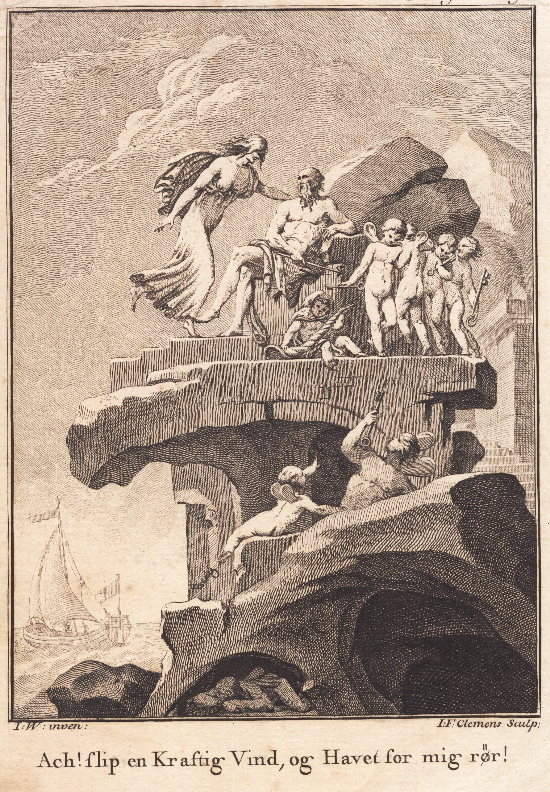 J.F. Clemens, Avind hos Æolus, der sidder på toppen af en klippe