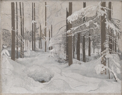 Granskov, vinter med sne