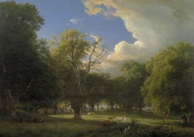 Summer Afternoon with a Passing Shower. The Deer Park in Jægersborg North of Copenhagen