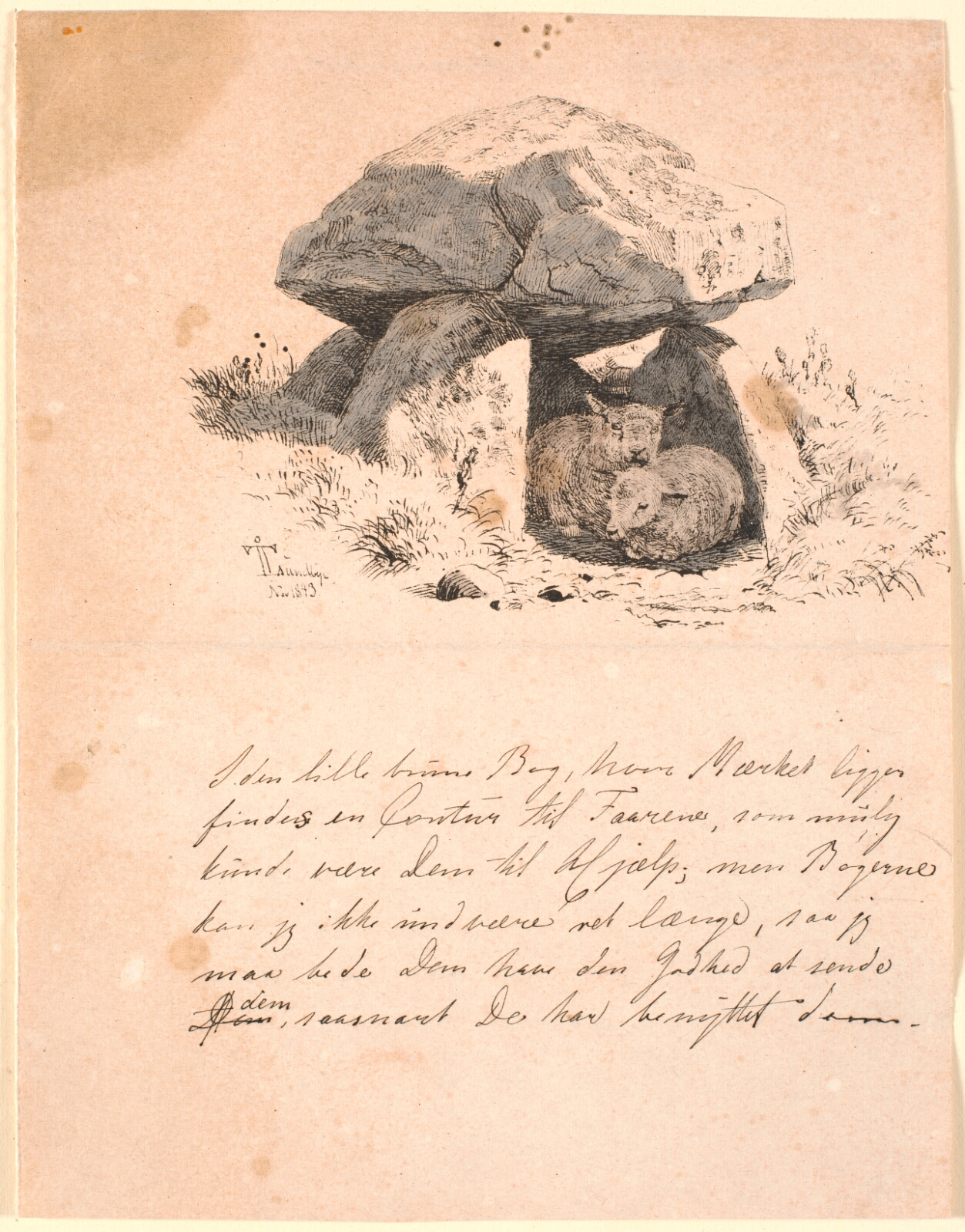 Johan Thomas Lundbye, Lammene. Illustration til Kaalunds "Fabler for Børn". Se kommentar fra arkkatalog.
