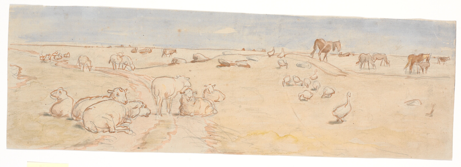 Theodor Philipsen, Får og gæs på Saltholm (udkast til dekoration af punchebolle)
