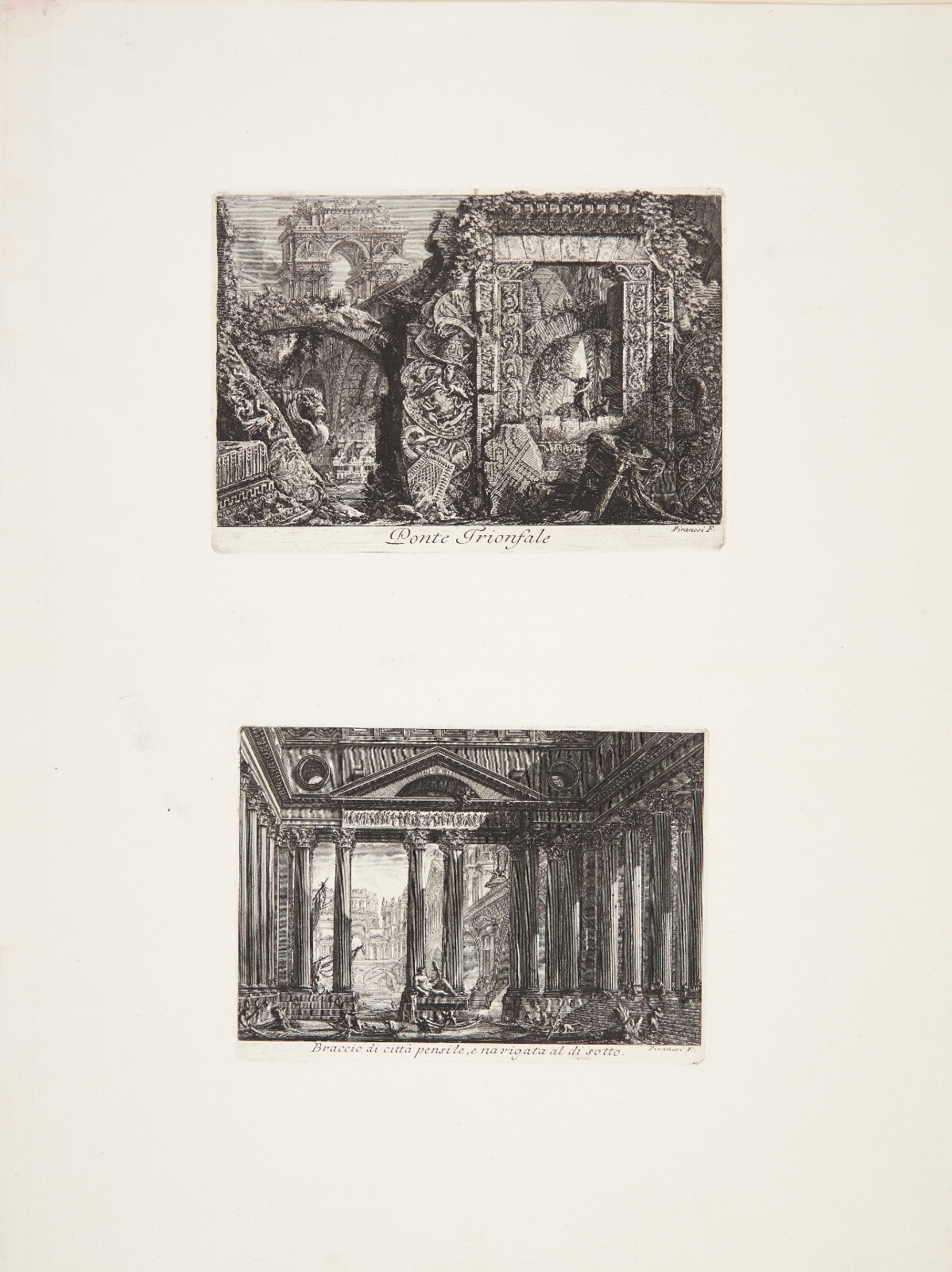 Giovanni Battista Piranesi, Triumfbue / Udsigt over en hængende by med adgangsvej fra neden