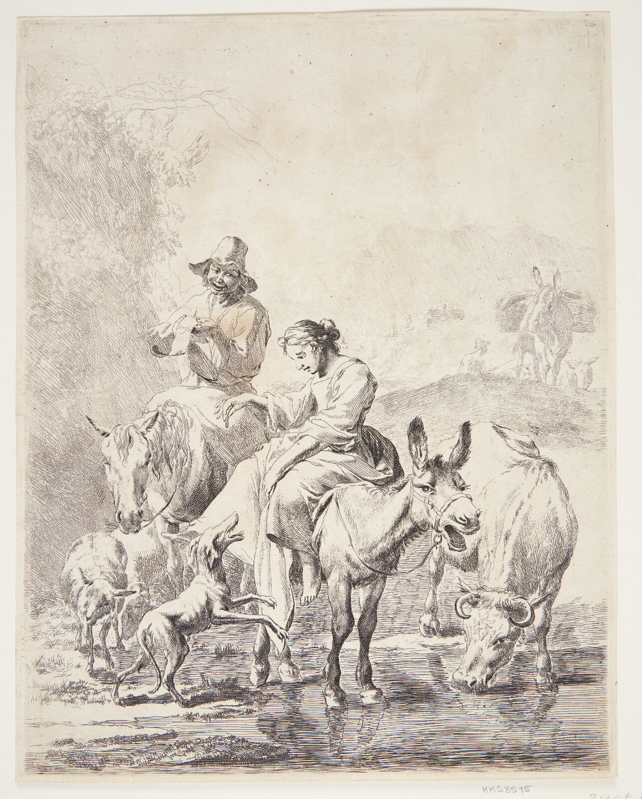 Nicolaes Berchem, Hyrdinde på et æsel