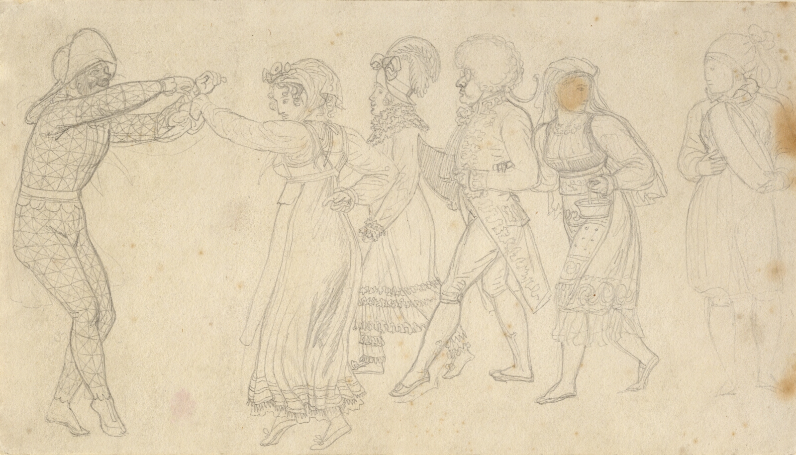 C.W. Eckersberg, Karnevalsfigurer. Udkast til maleri af det romerske karneval