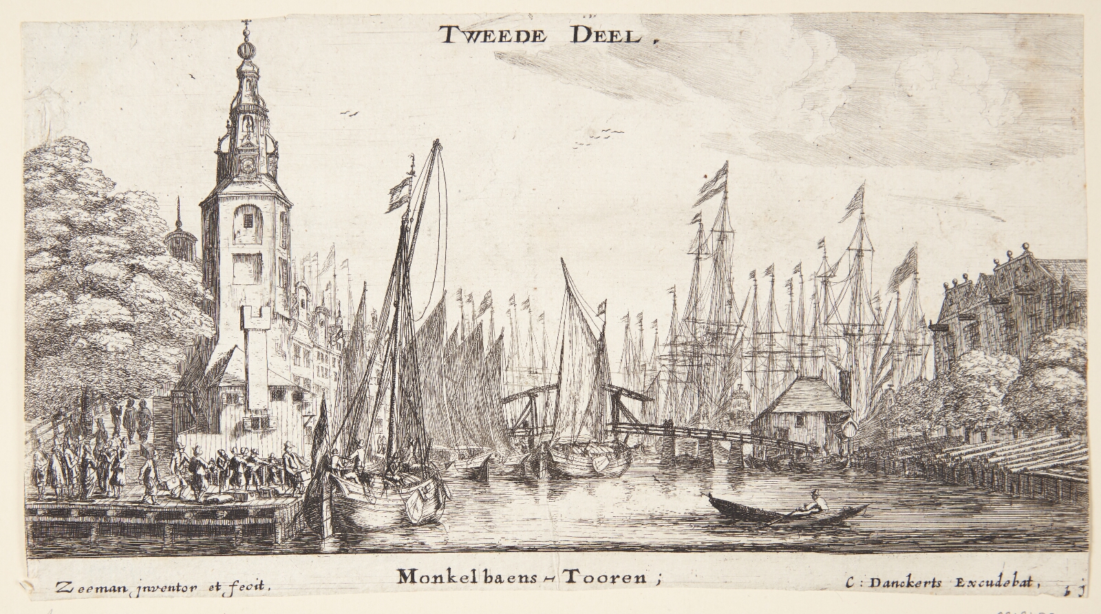Reinier Zeeman, Udsigt mod Montelbaanstoren i Amsterdam. Titelblad til "Forskellige skibe og udsigter fra Amsterdam (II)"