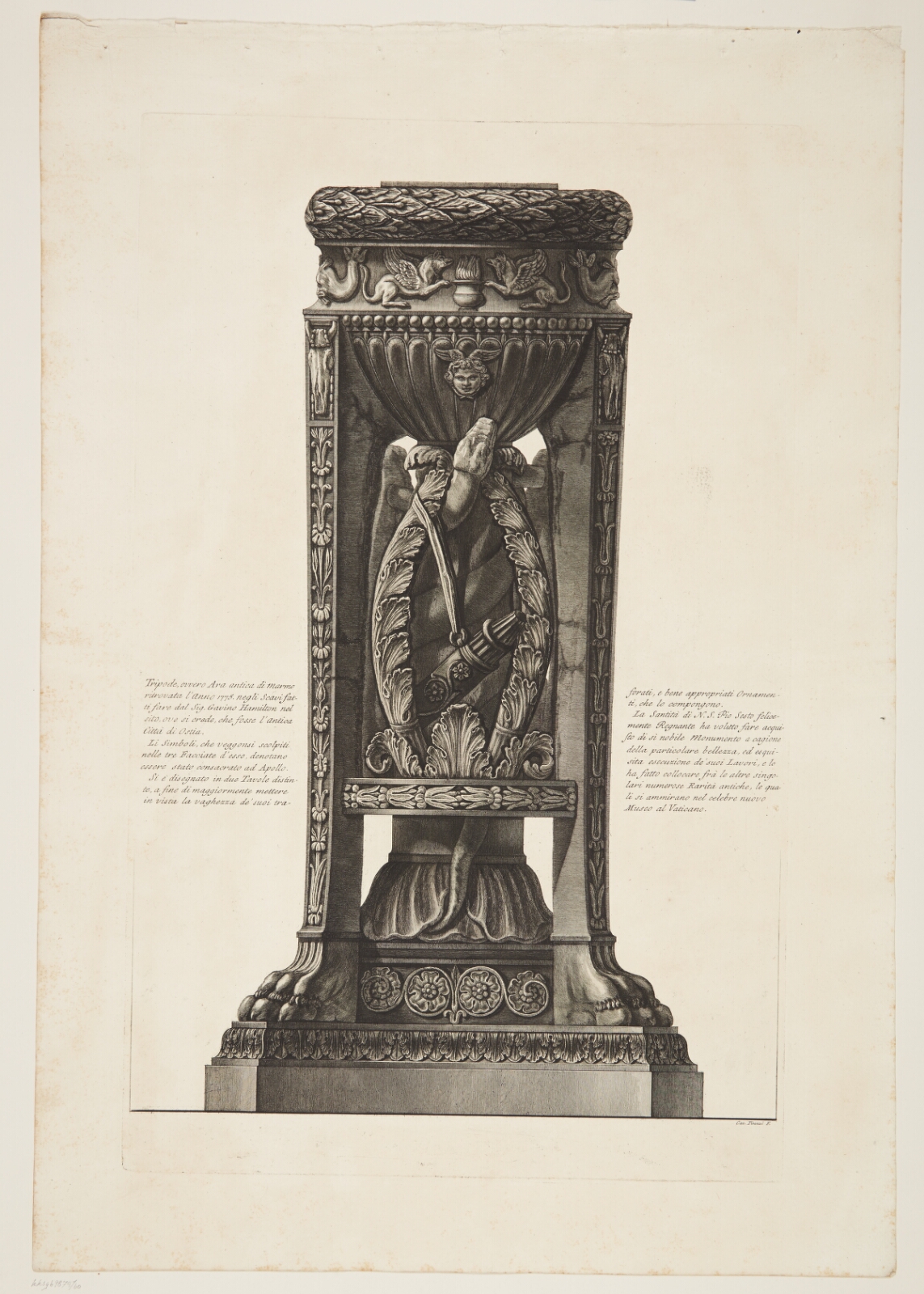 Giovanni Battista Piranesi, Alter eller trefod i marmor, fundet i Ostia af Gavin Hamilton i 1775