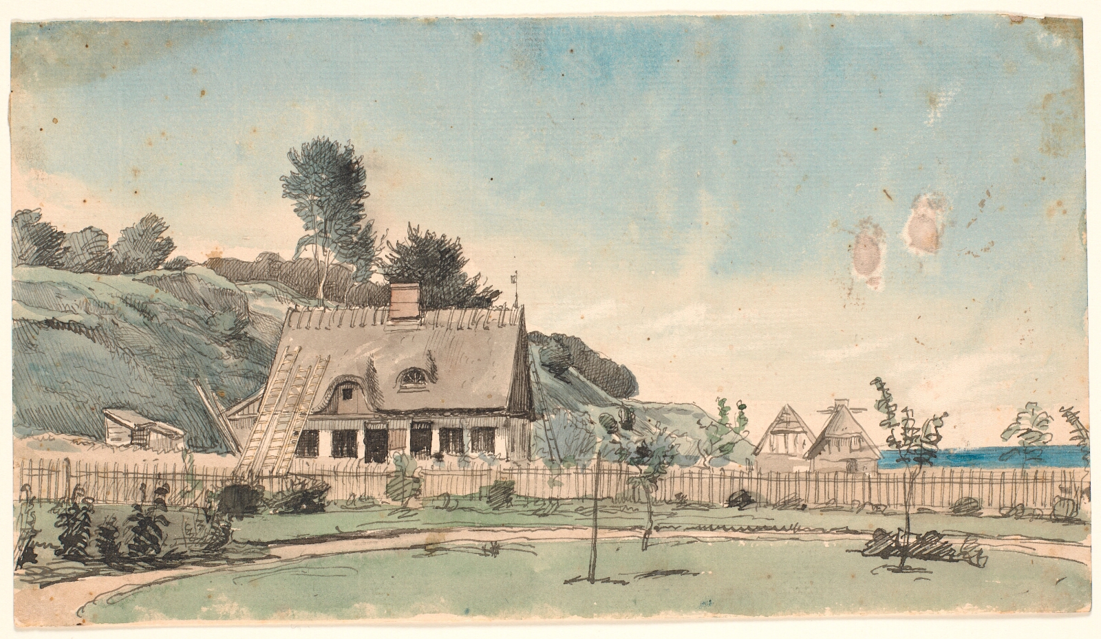 P.C. Skovgaard, Kystlandskab med stråtækte huse.