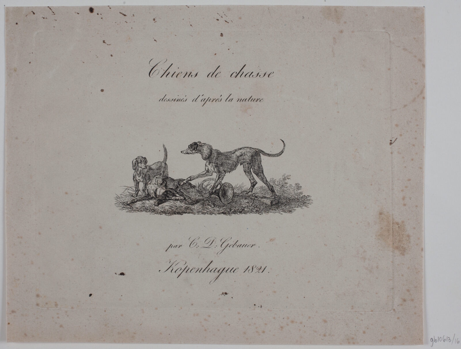 Christian David Gebauer, Titelblad til "Chiens de chasse"