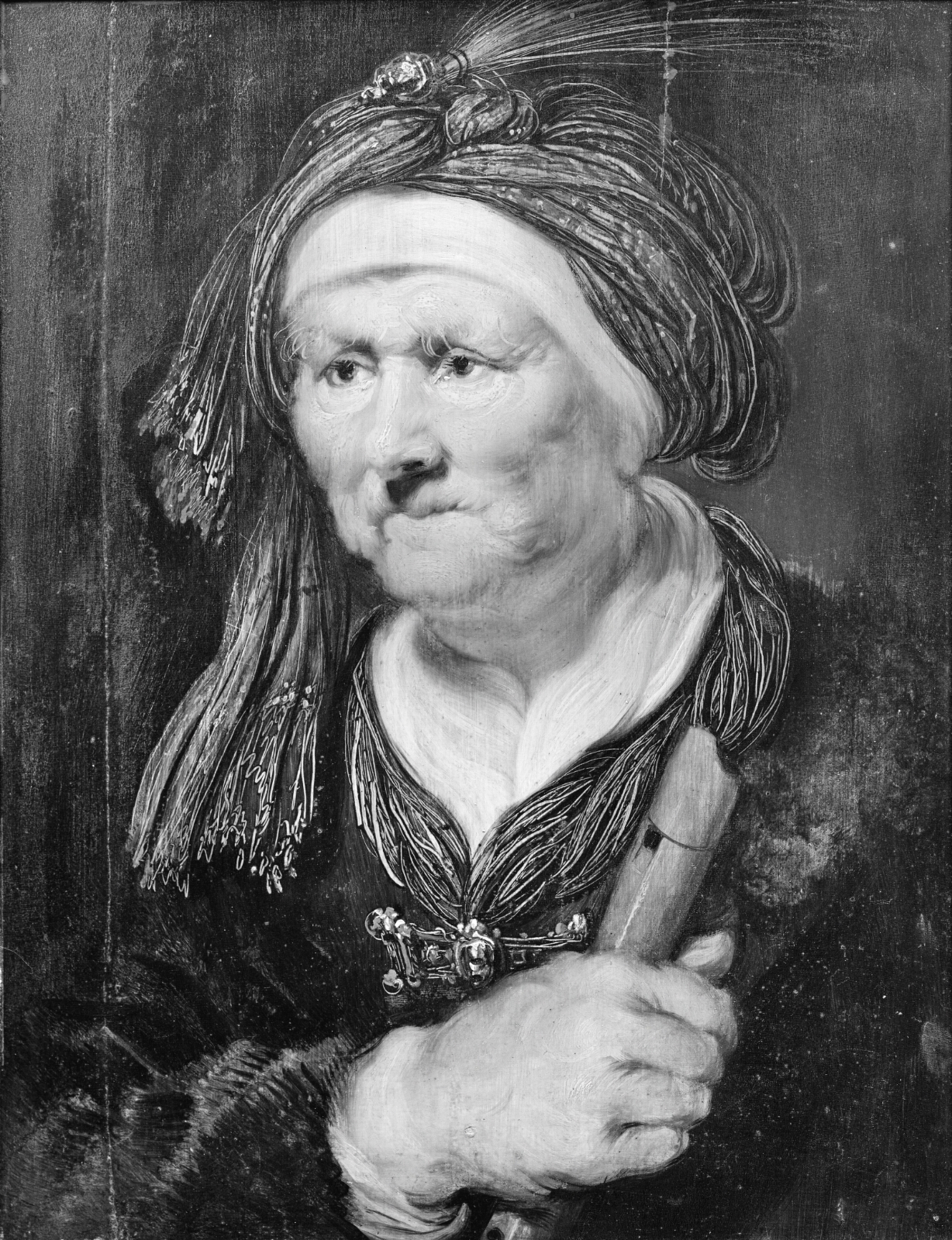 Karel van Mander III, En gammel kone. Allegorisk fremstilling af hørelsen